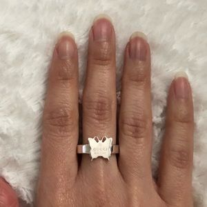 gucci butterfly ring silver